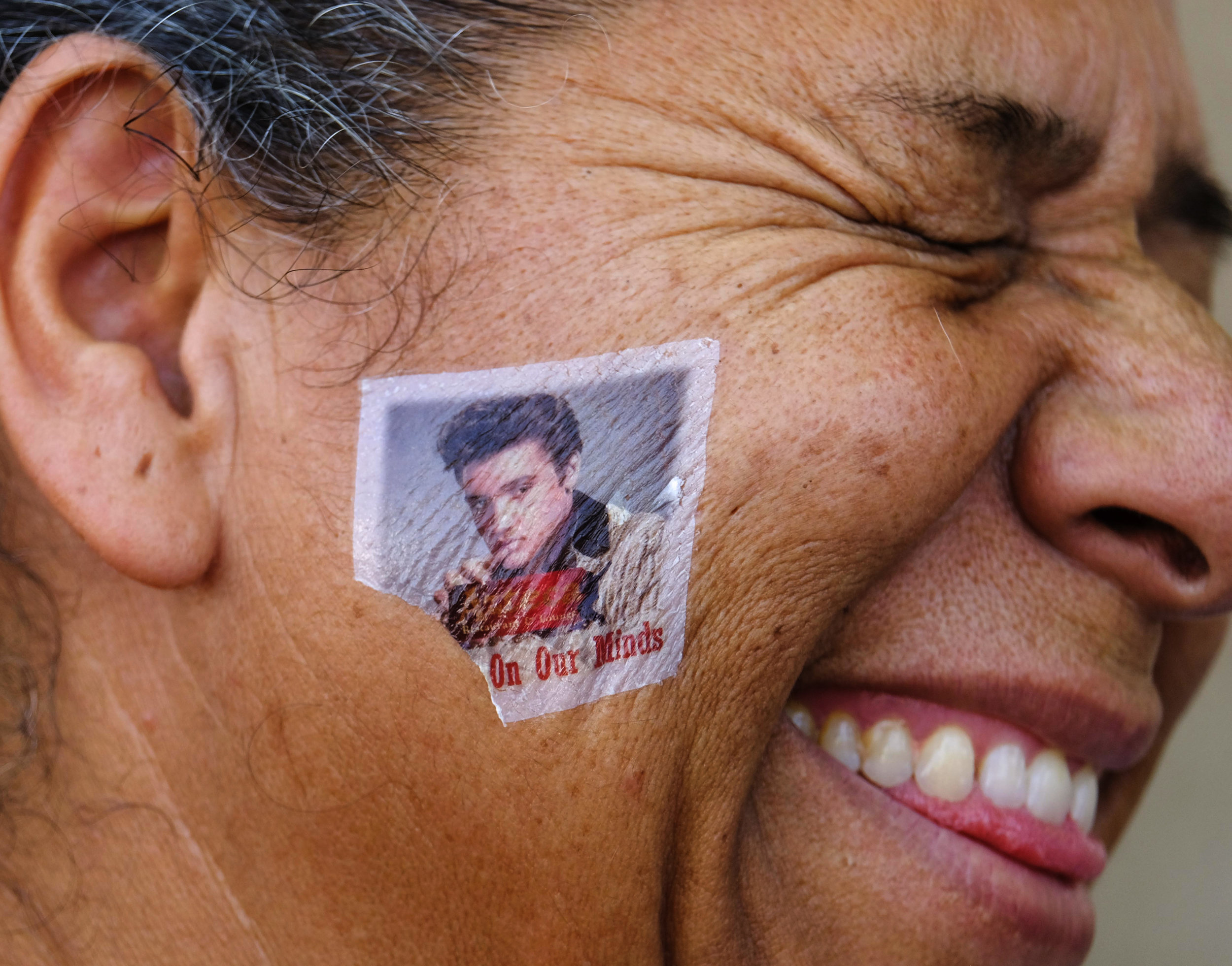 An Elvis Presley's fan with painted face participates in the 19th annual Elvis Festival to tribute the King of Rock N' Roll on Sunday August 26, 2018 in Garden Grove, California, the United States. 