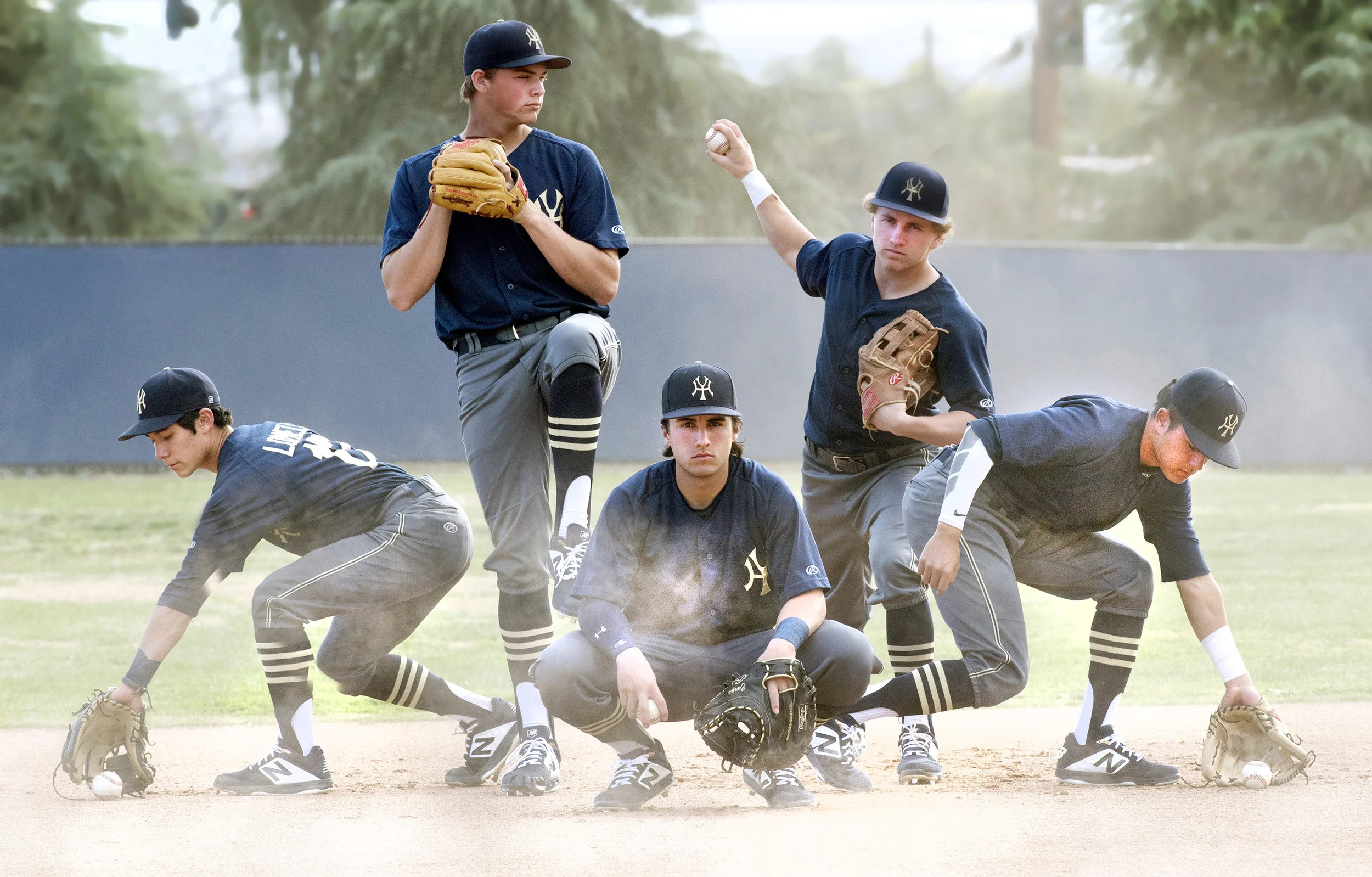 Yucaipa's last year starters who won the Division 2 title have been close friends and teammates since the sixth grade. The Thunderbirds, from left, shortstop Joseph Lomeli, 18, pitcher Tyson Heaton, 17, catcher Michael Carpentier, 18, outfielder Anthony Gibbons, 18, and second baseman Jordan Andrade, 17, will compete in Division 1 this season. Photographed at the Yucaipa high school Tuesday, Jan 29, 2019.