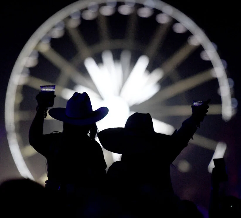 Country music fans watch as Jason Aldean performs on the Mane Stage as he closes out the Stagecoach Country Music Festival at the Empire Polo Club in Indio Sunday night April 28, 2019.  