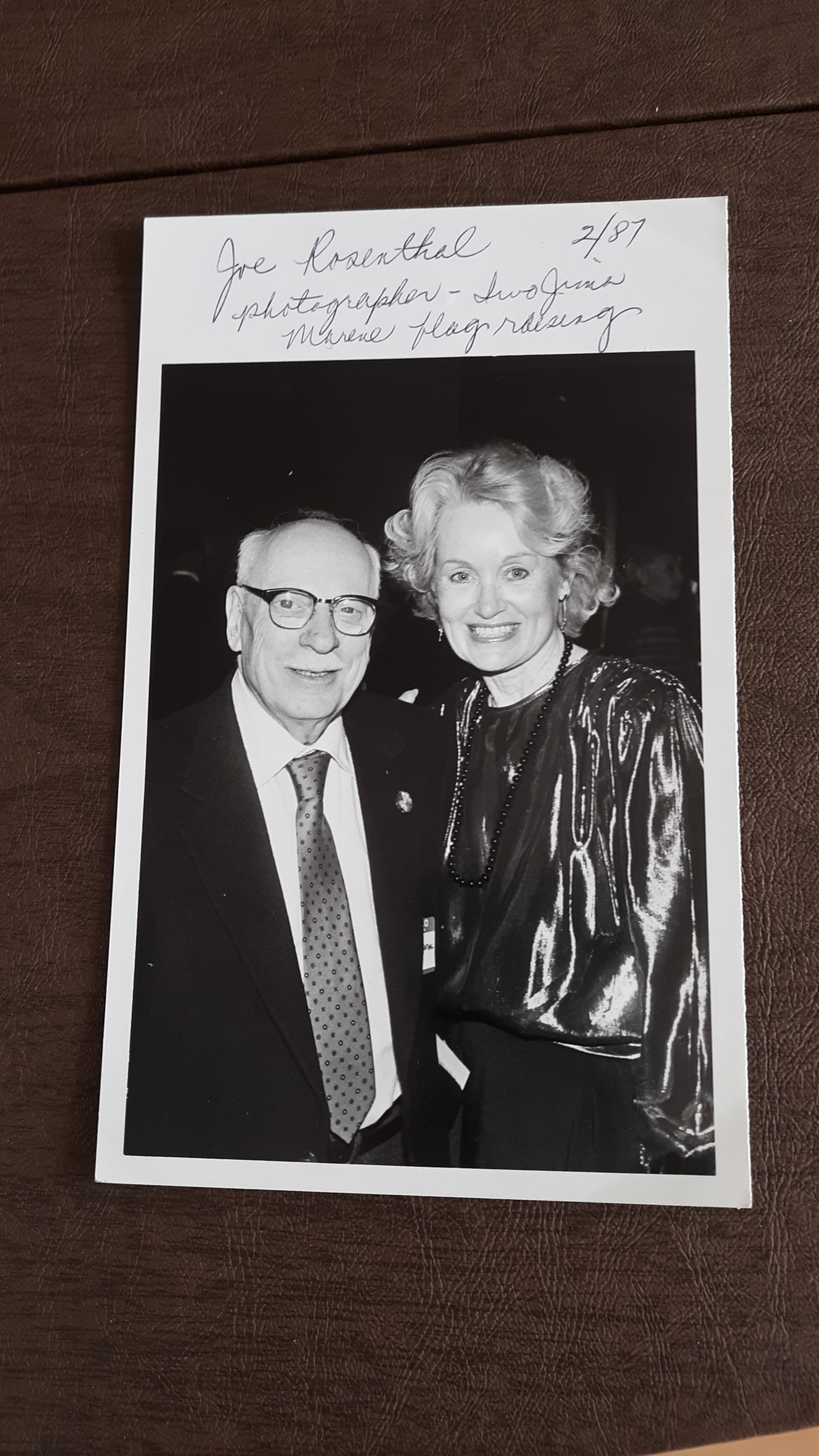 Joanna on February 1987 at a PPAGLA dinner met Joe Rosenthal, the photographer who snapped one of the most famous images of World War II.