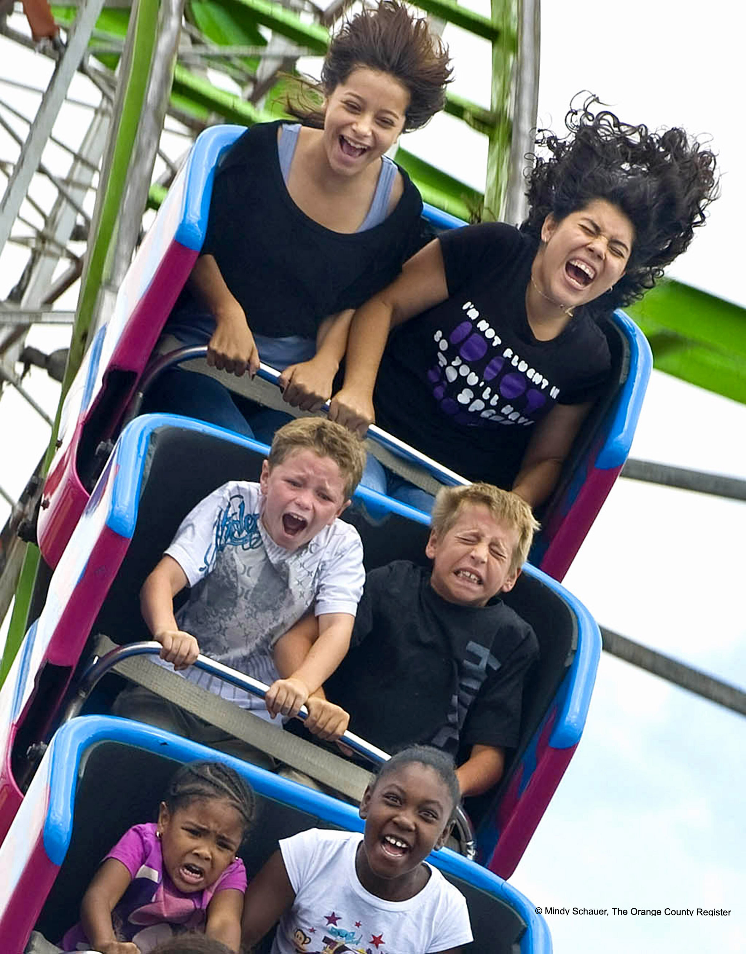  NEWPORT BEACH, CA - OCTOBER 31: Riders on the Hi-Miler get their thrills at the OC Fair Sunday. Officials say they are seeing 20 to 25 percent increases in attendance at the mid-point compared to last year.  