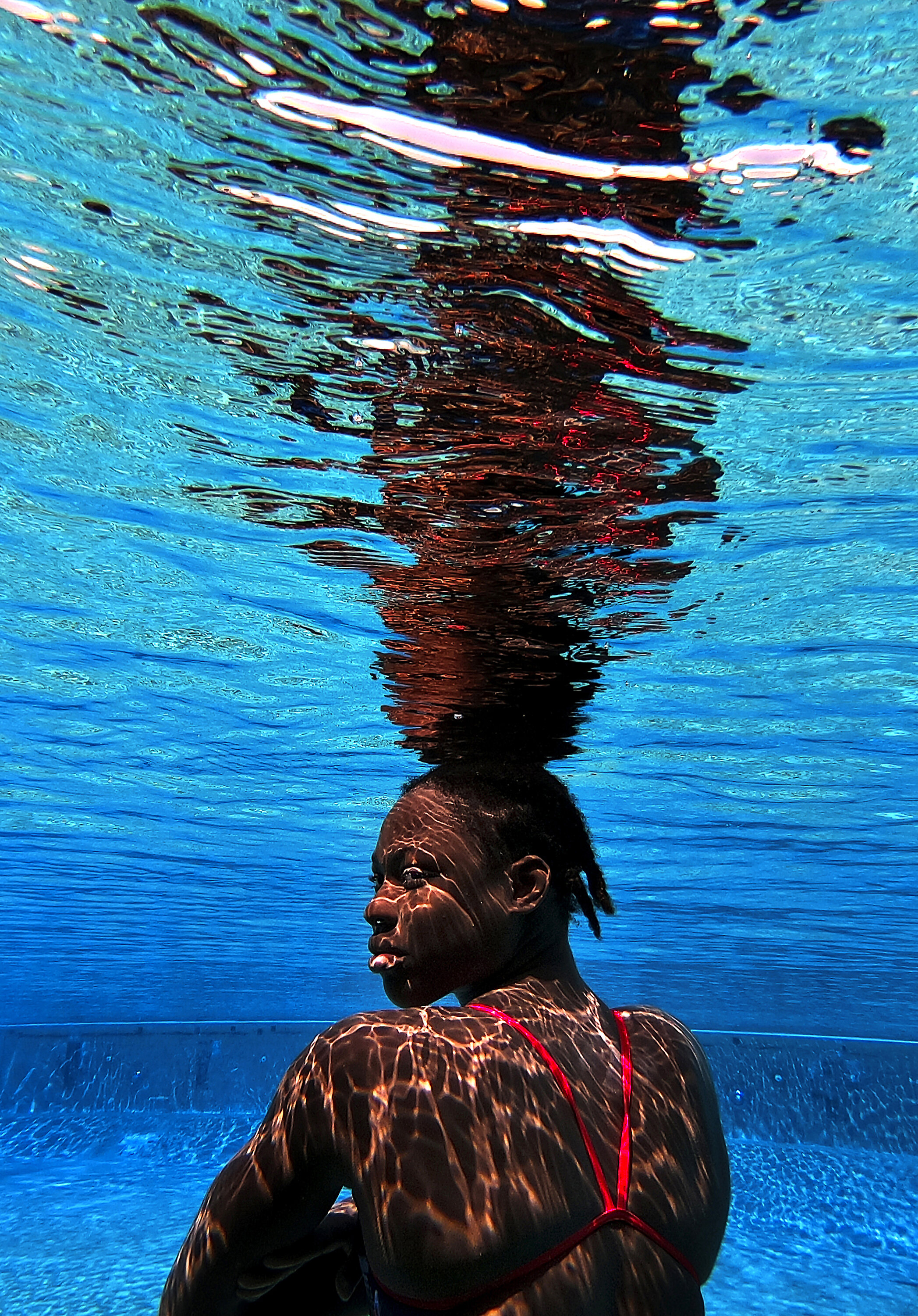  Ashleigh Johnson is photographed at the Joint Forces Training Base in Los Alamitos, California where she trains with the U.S. women's water polo team. Johnson hopes to draw more Black women to aquatics. 