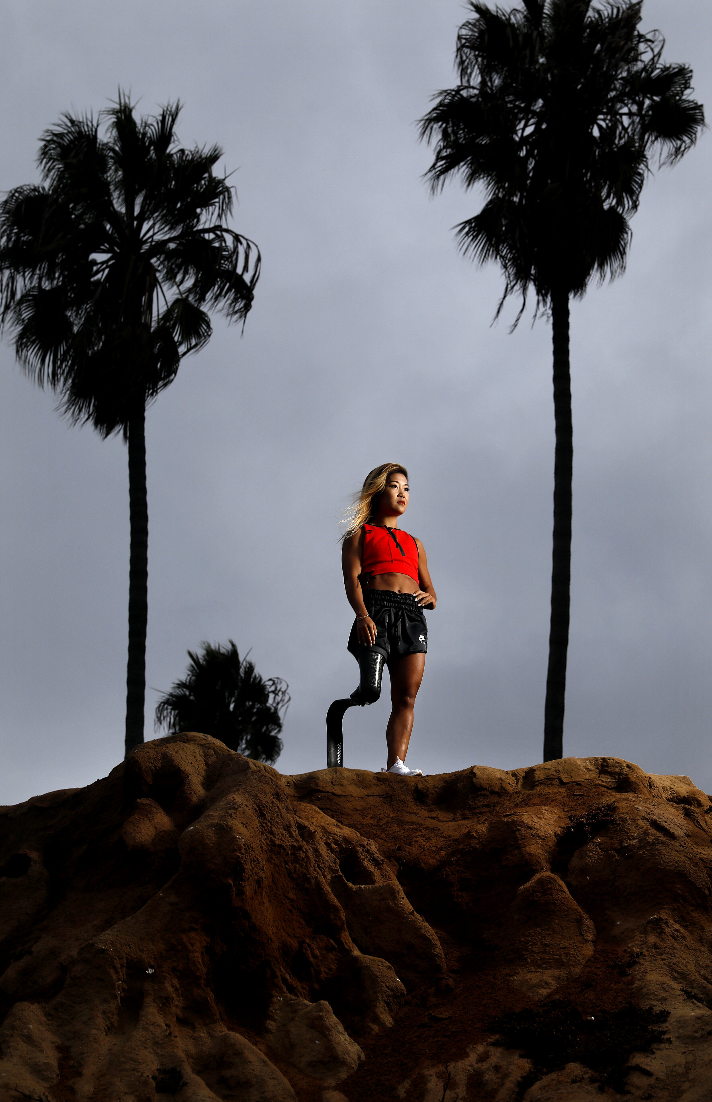  Paralympian Scout Bassett is photographed at Sunset Cliffs in San Diego, California. Bassett works with the Challenged Athletes Foundation, the organization that put her on the track, to fight for equality in sports. As an infant in China, she lost 