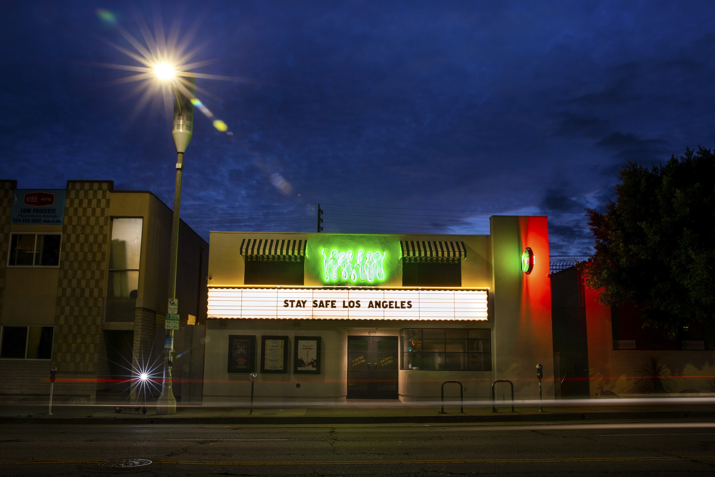  The Fairfax Cinema in Los Angeles, CA, is closed and left the message, “Stay Safe Los Angeles,” on its marquee, during the coronavirus pandemic, photographed Sunday, April 19, 2020. 