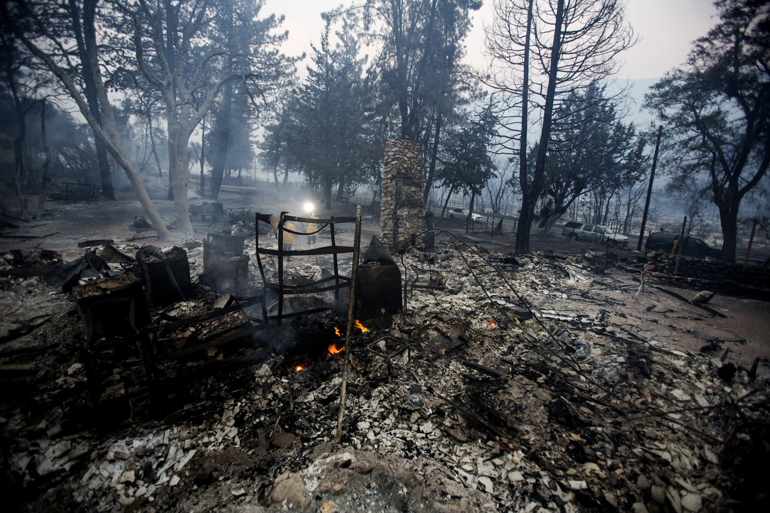  The charred remains of the burned out home are seen in the Lake Hughes fire in Angeles National Forest on Thursday, Aug. 13, 2020, north of Santa Clarita, Calif. The 2020 California wildfire season was characterized by a record-setting year of wildf