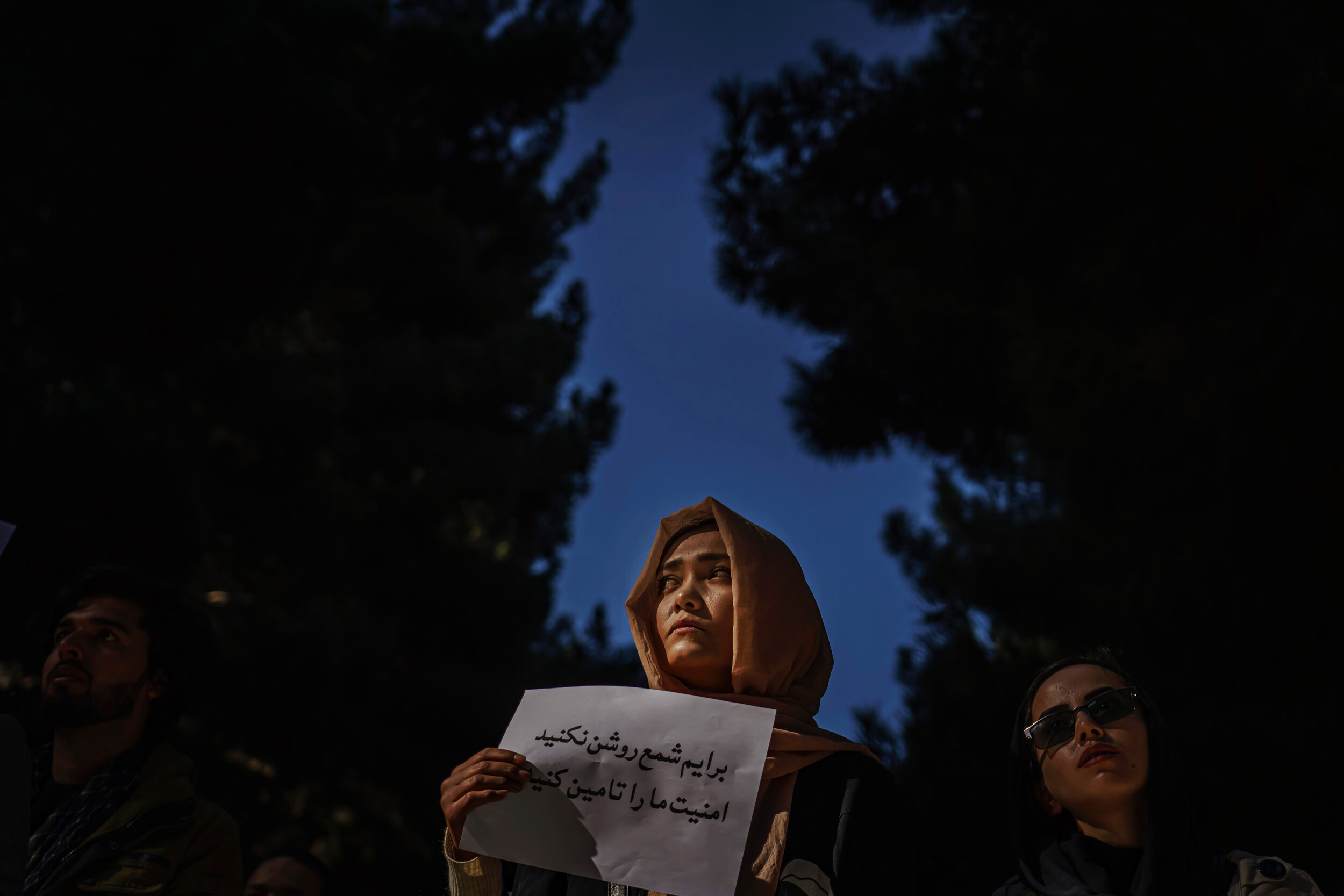  Students protest outside the Pharmacy building to highlight the need to protect public educational institutions and civilians at Kabul University in Kabul, Afghanistan, on Sunday Nov. 8, 2020. This protest was organized by students in response to th