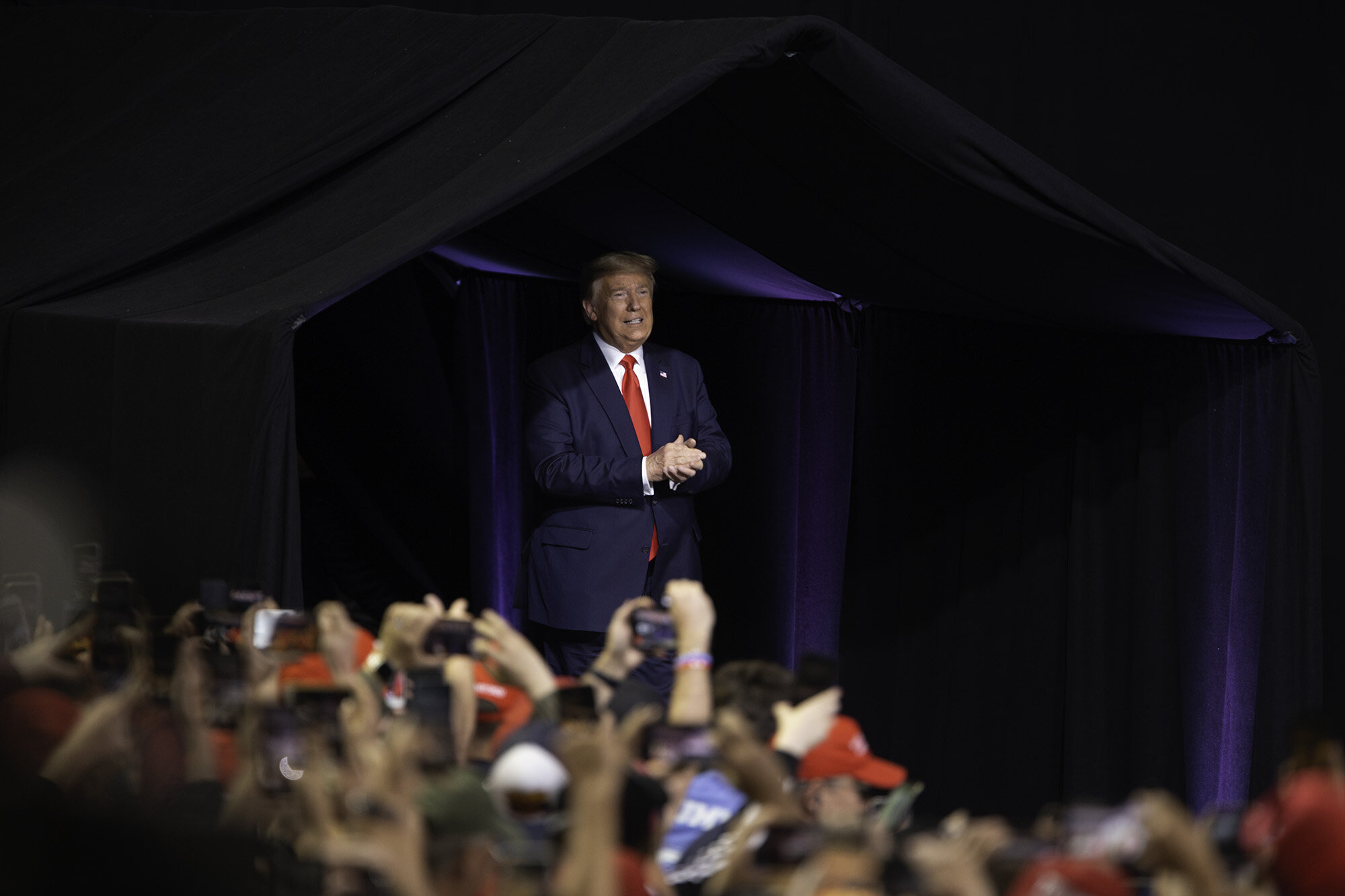  President Donald Trump speaks during a campaign rally at Veterans Memorial Coliseum, Wednesday, Feb. 19, 2020, in Phoenix, Ariz.  