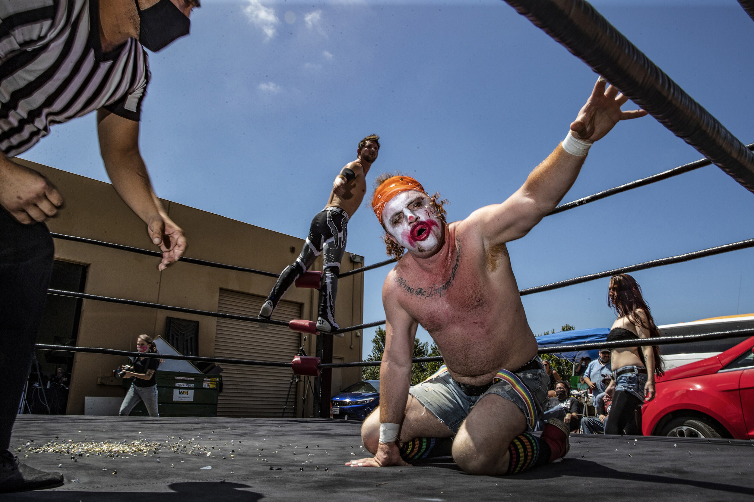  San Diego, CA, Saturday, May 23, 2020 - As the first wave of Covid-19 infections spread throughout the country, a San Diego based pro wrestling club known as FIST Combat, held a series of “drive in” events.  Despite government mandated “stay at home