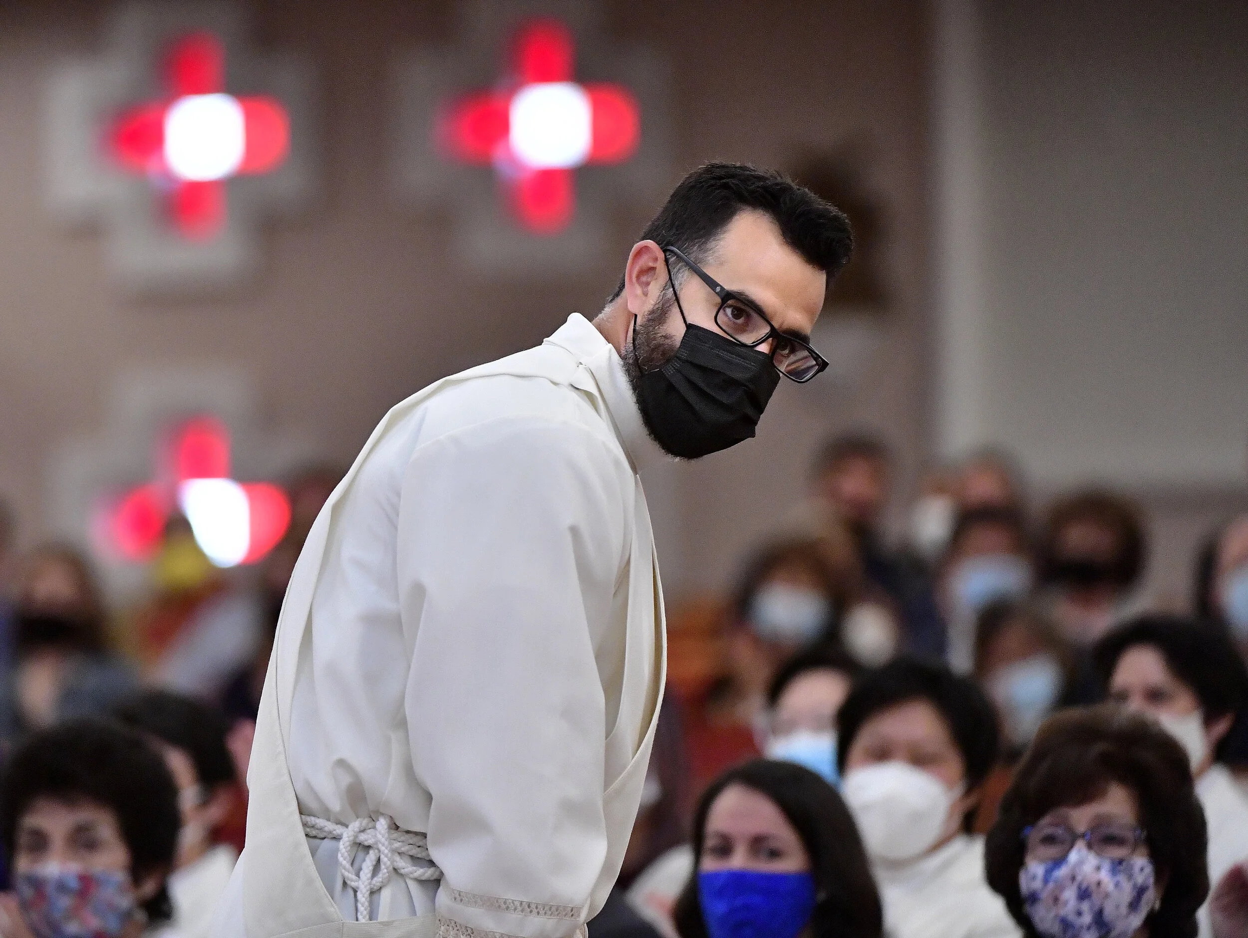  Deacon Ian Francisco Hollick, 34 from Corona, is introduced to parishioners during his Ordination to the Priesthood mass at Sacred Heart Church in Rancho Cucamonga Saturday morning May 29, 2021. Father Ian Hollick was assigned to the St. Martha Pari