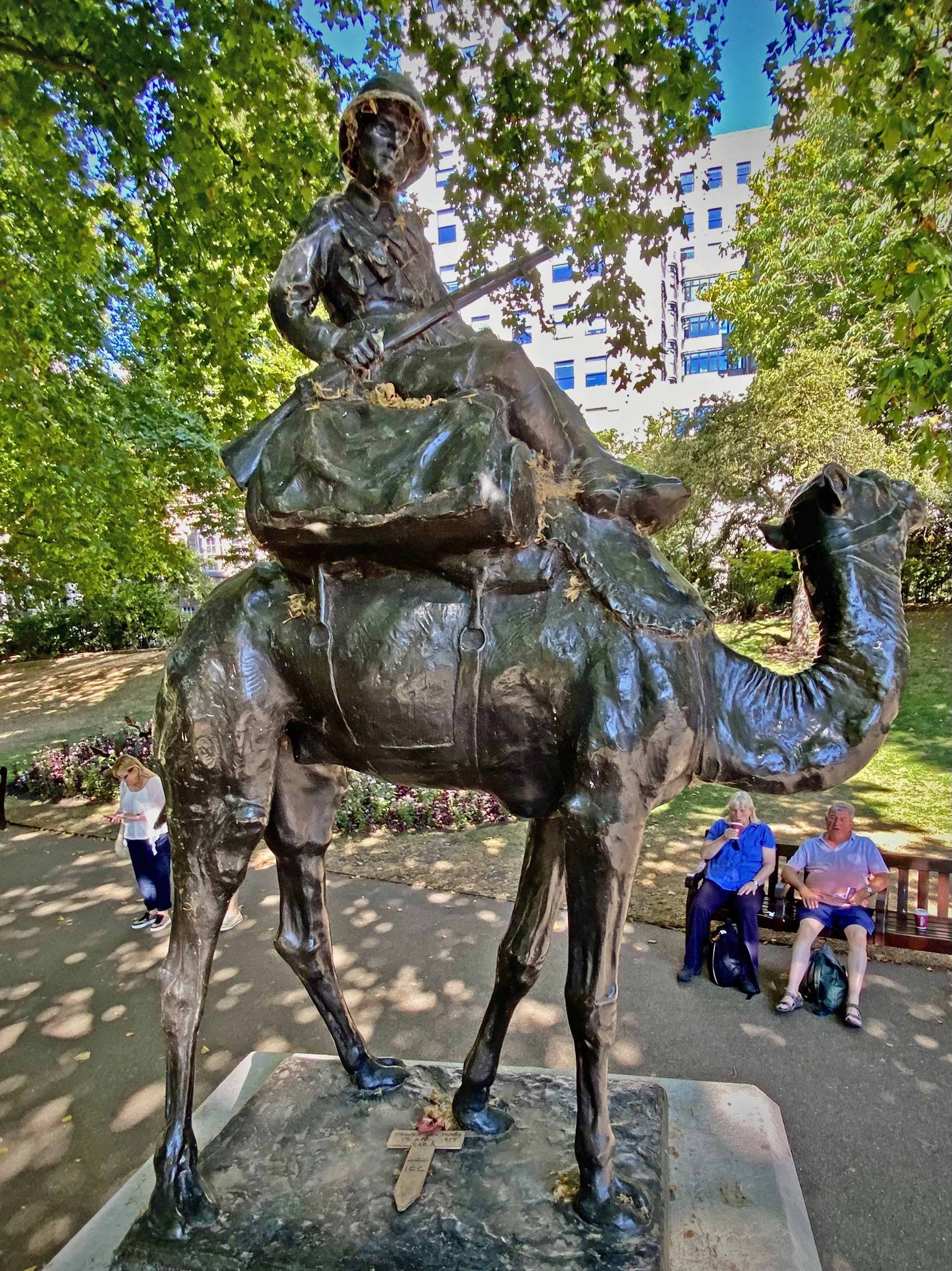  The Imperial Camel Corps Memorial overlooks the Victoria Embankment Park.  My parents who had lived in Egypt often visited this park which is adjacent to their flat at Whitehall Court. 