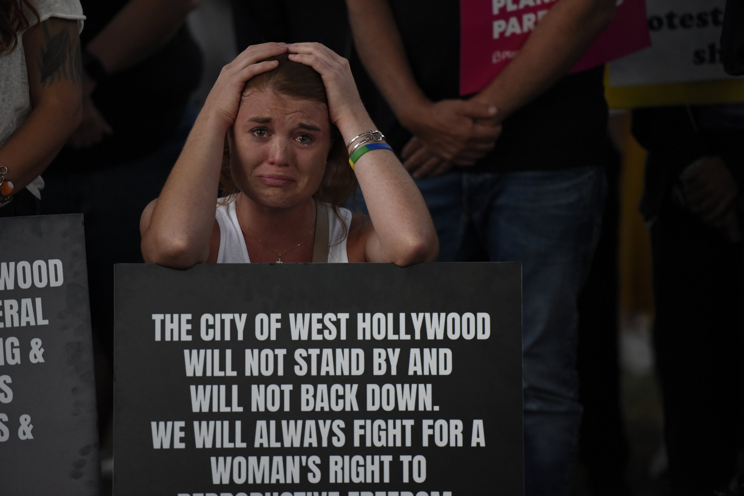  A woman mourns the decision during the protest in West Hollywood on Friday, June, 24, 2022. 