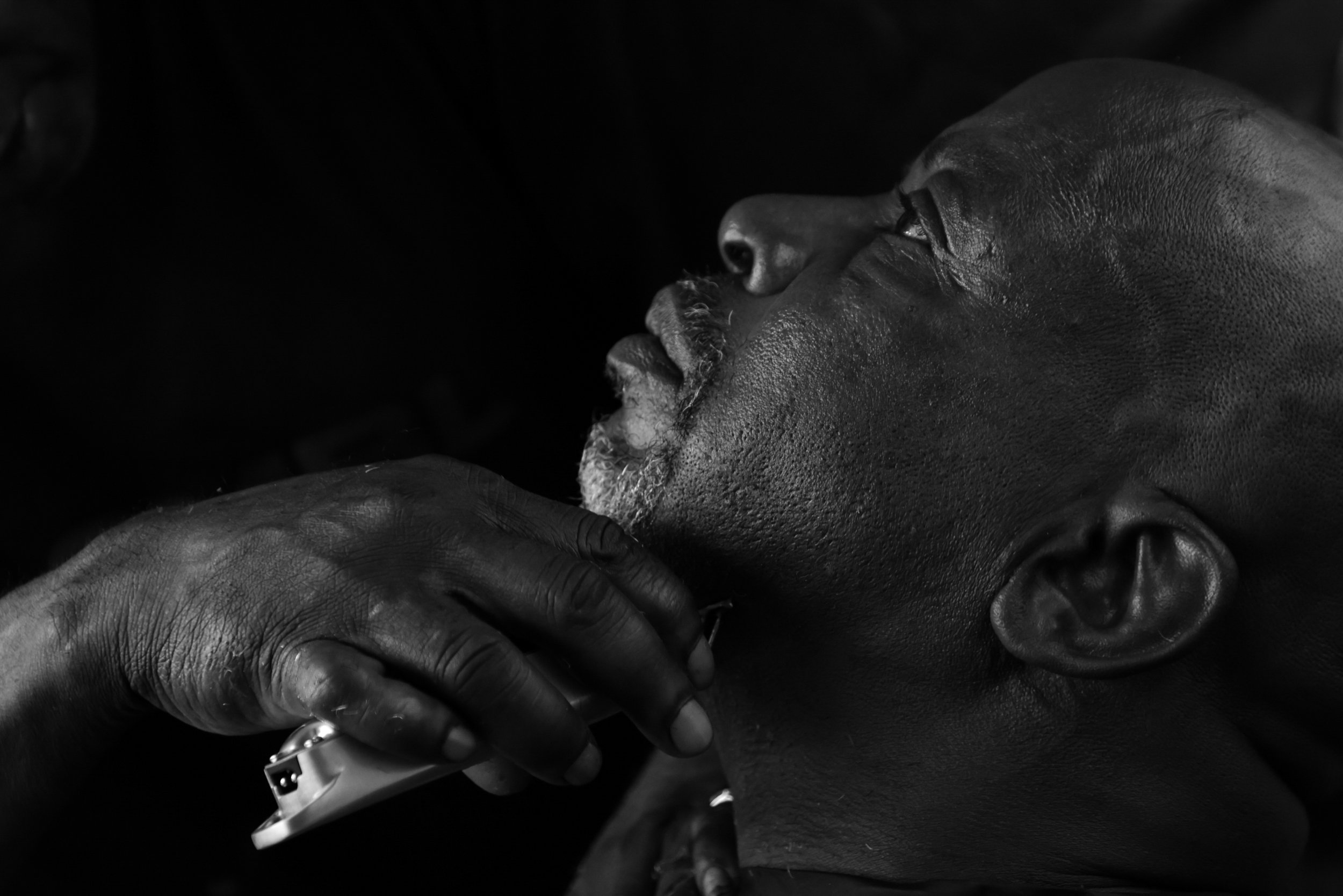  Derrick Thomas, who prefers to go by Hawk, is a barber living on Skid Row. The 65-year-old Louisiana native has called Skid Row home for the last seven years, previously serving time in jail and the military. He smokes and sells methenamine, sometim