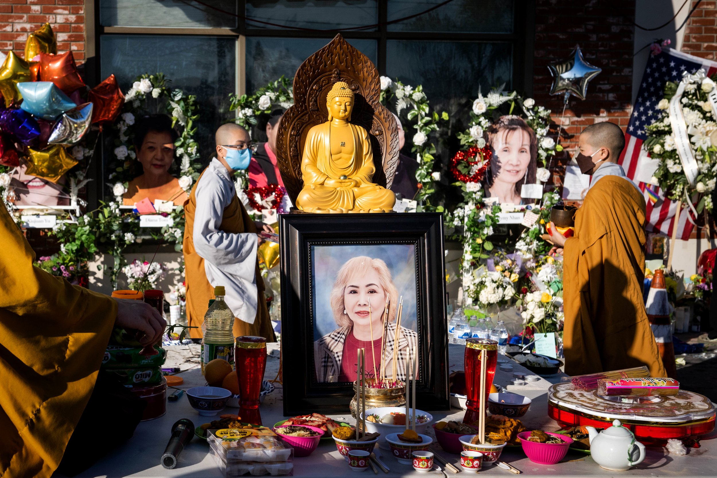  Dieu Phap Temple monks hold a service on Friday, January 27, 2023 for Muoi Ung, who was killed in the Monterey Park mass shooting at Star Ballroom Dance Studio.  
