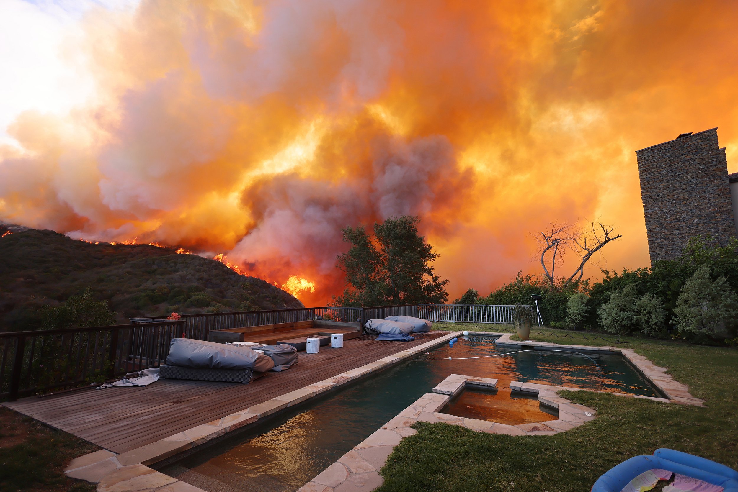  A few minutes after the start of the Palisades Fire erupted during red flag warnings, a hillside catches fire in the Pacific Palisades neighborhood January 7th, 2025. 