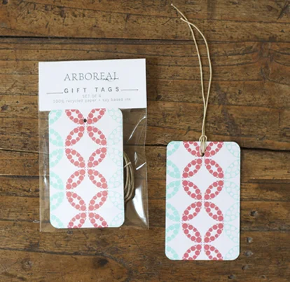 SAGRADA coral gift tags (set/4)