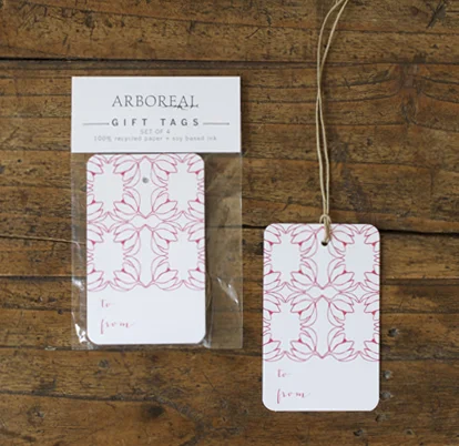 REIS raspberry gift tags (set/4)