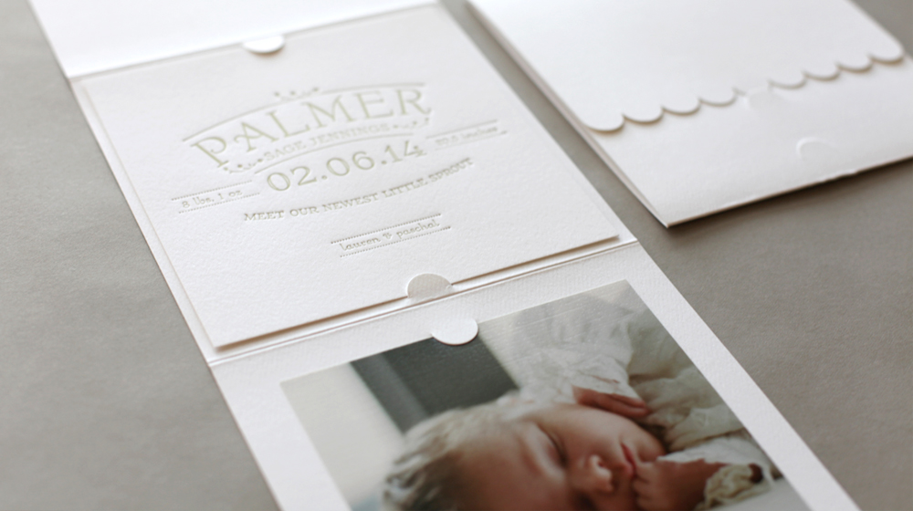letterpress baby announcement