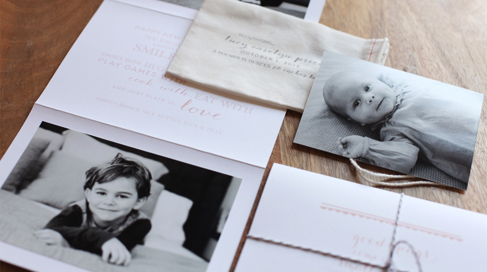 trifold new years card + baby annoucement