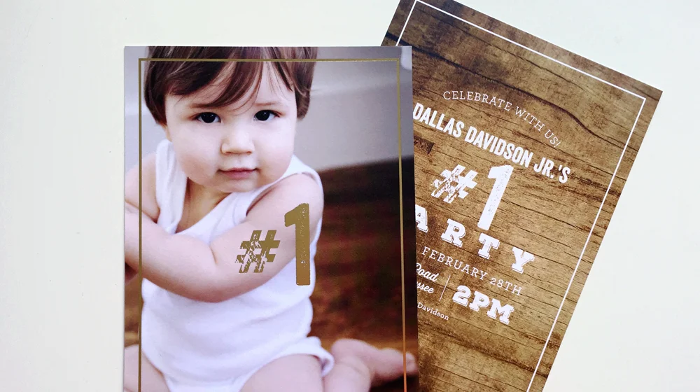 gold foil birthday invitation
