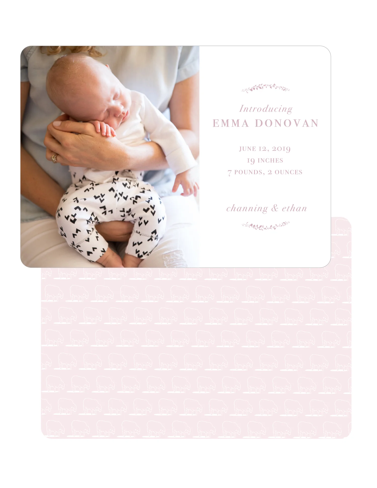 Little Lamb Birth Announcement, Pink