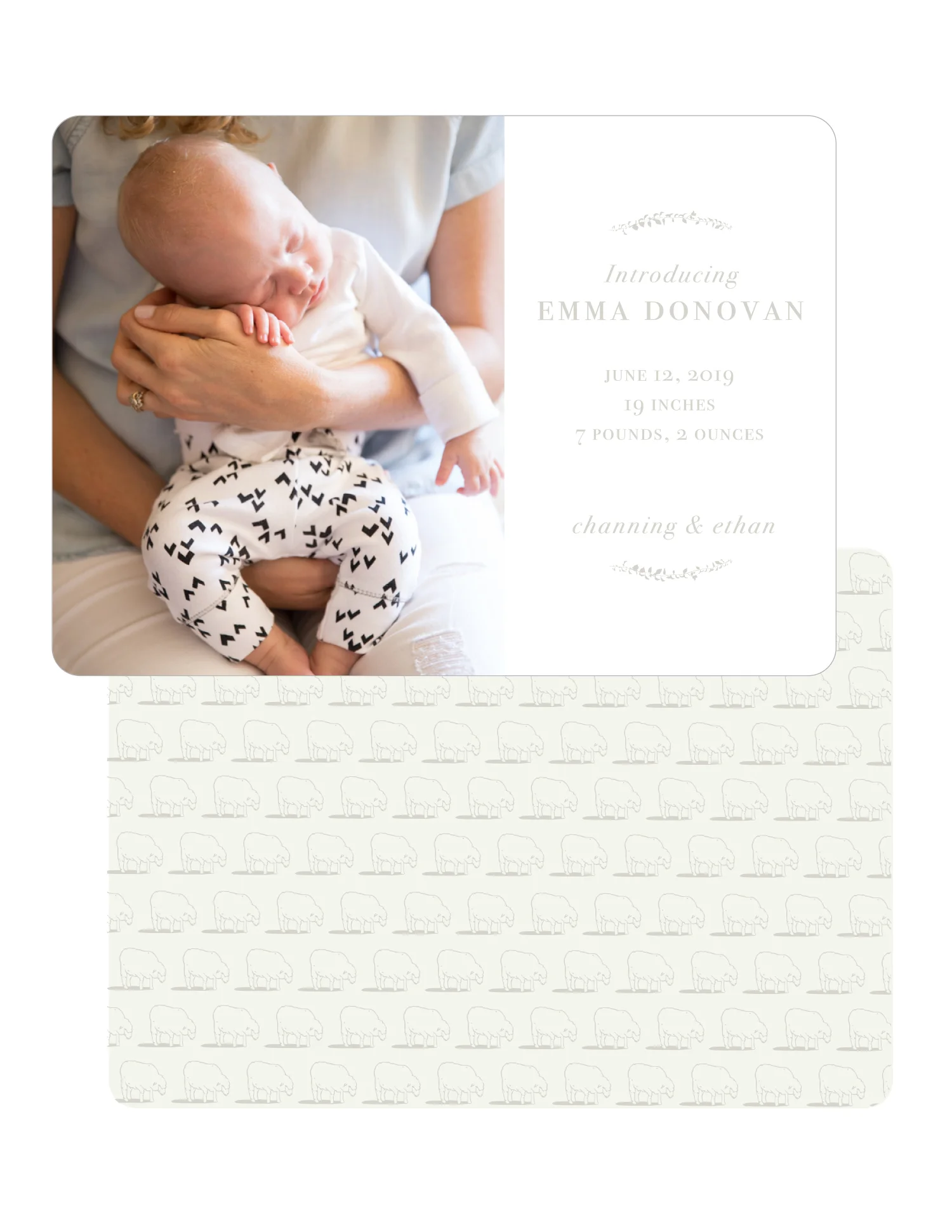 Little Lamb Birth Announcement, Neutral