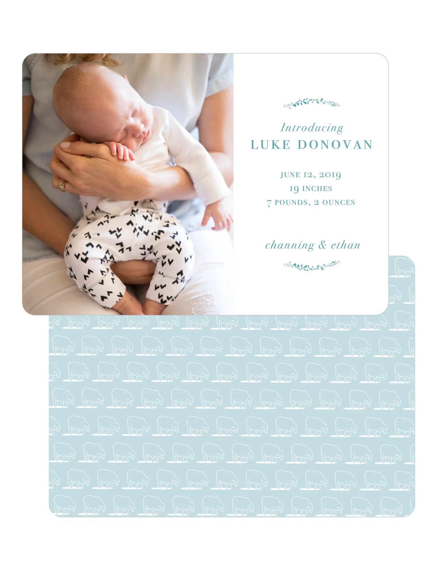 Little Lamb Birth Announcement, Soft Blue