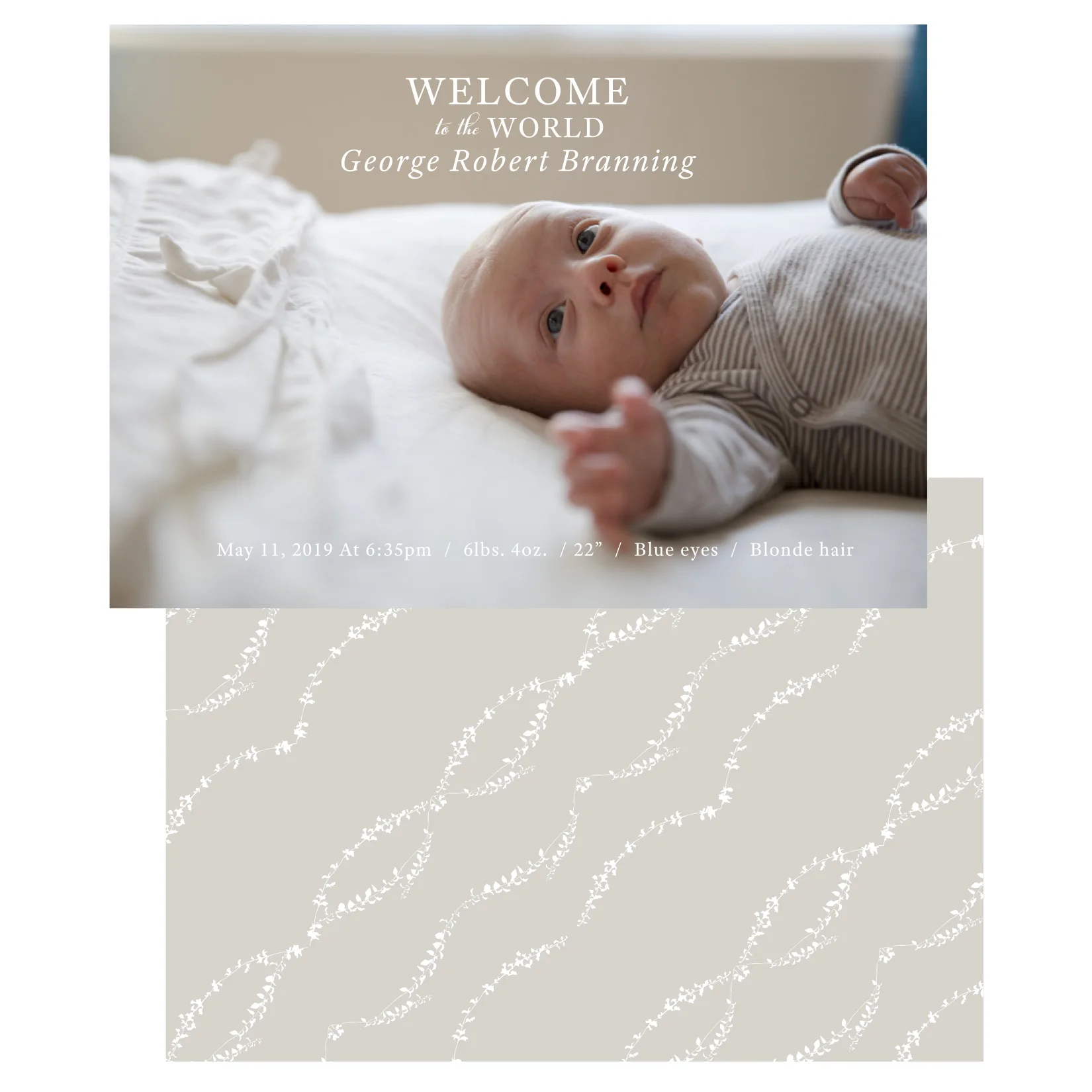 Welcome to the World Birth Announcement, Neutral