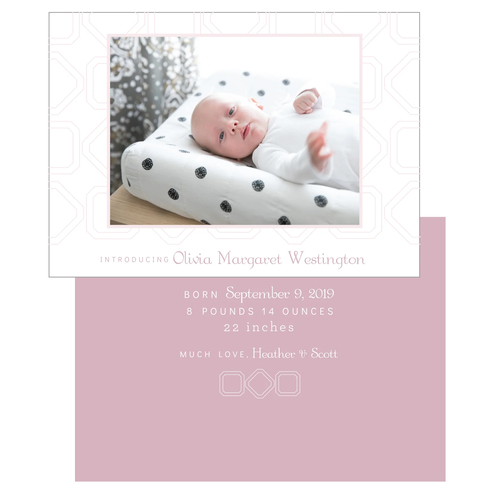 Shapes Birth Announcement, Pink