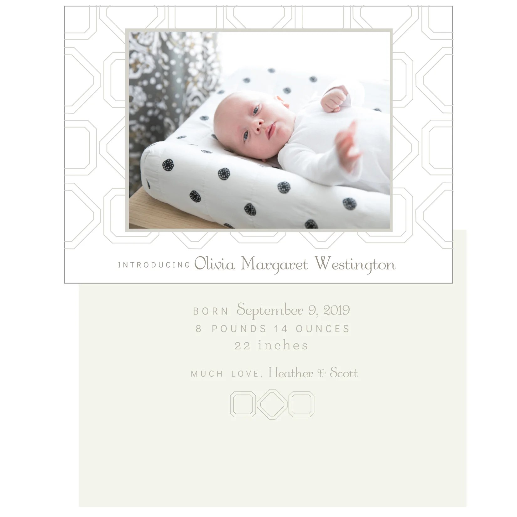 Shapes Birth Announcement, Neutral