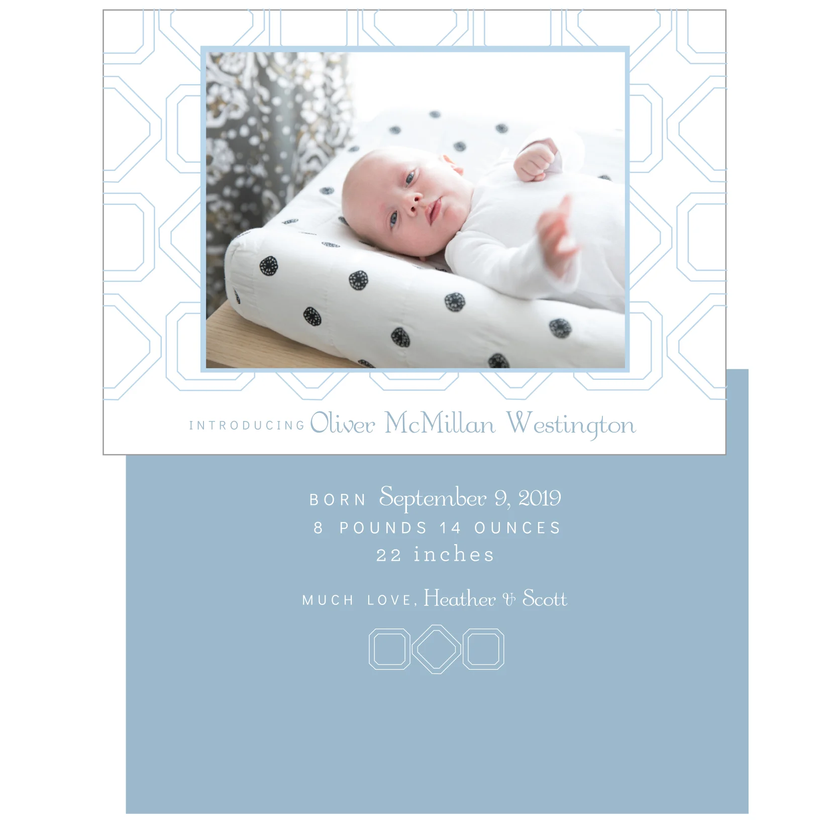 Shapes Birth Announcement, Blue