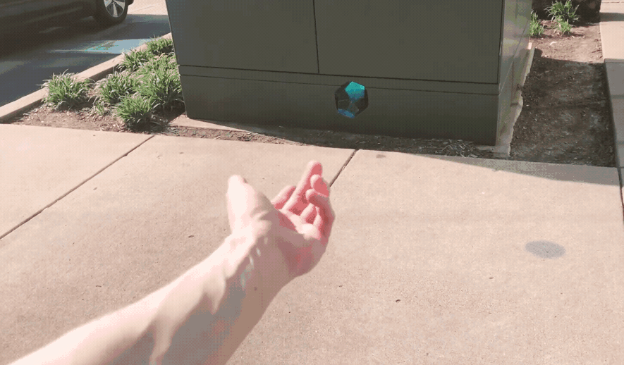 Opportunities appear as iridescent orbs in the everyday environment
