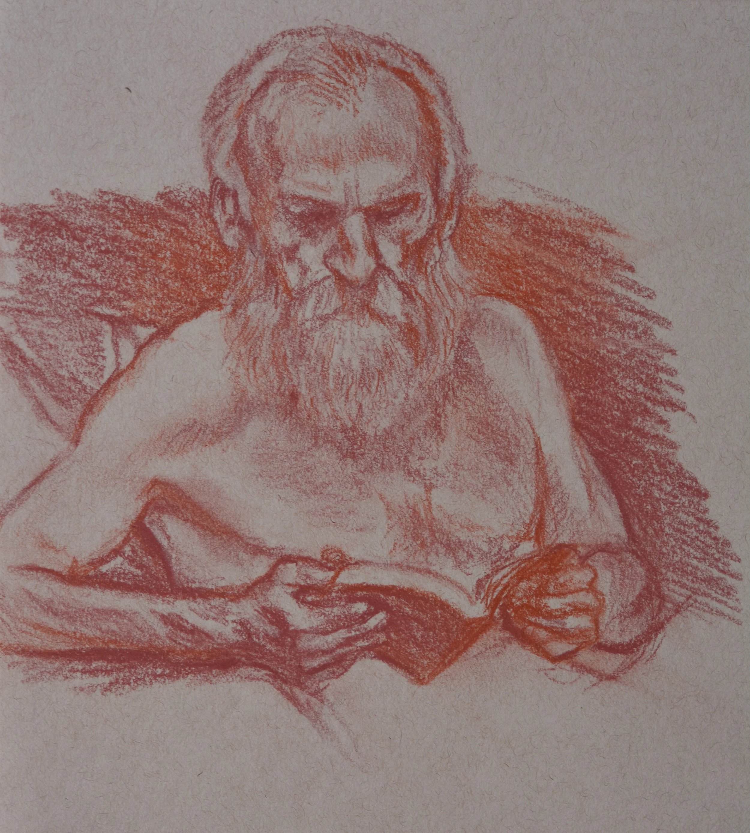Bill Reading , figure study, 2013. Pastel pencil on toned paper. Available for purchase.