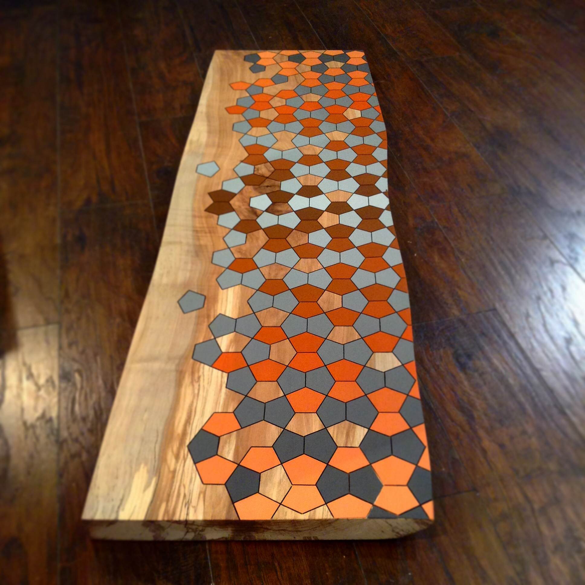 carved gradient painted hickory table top