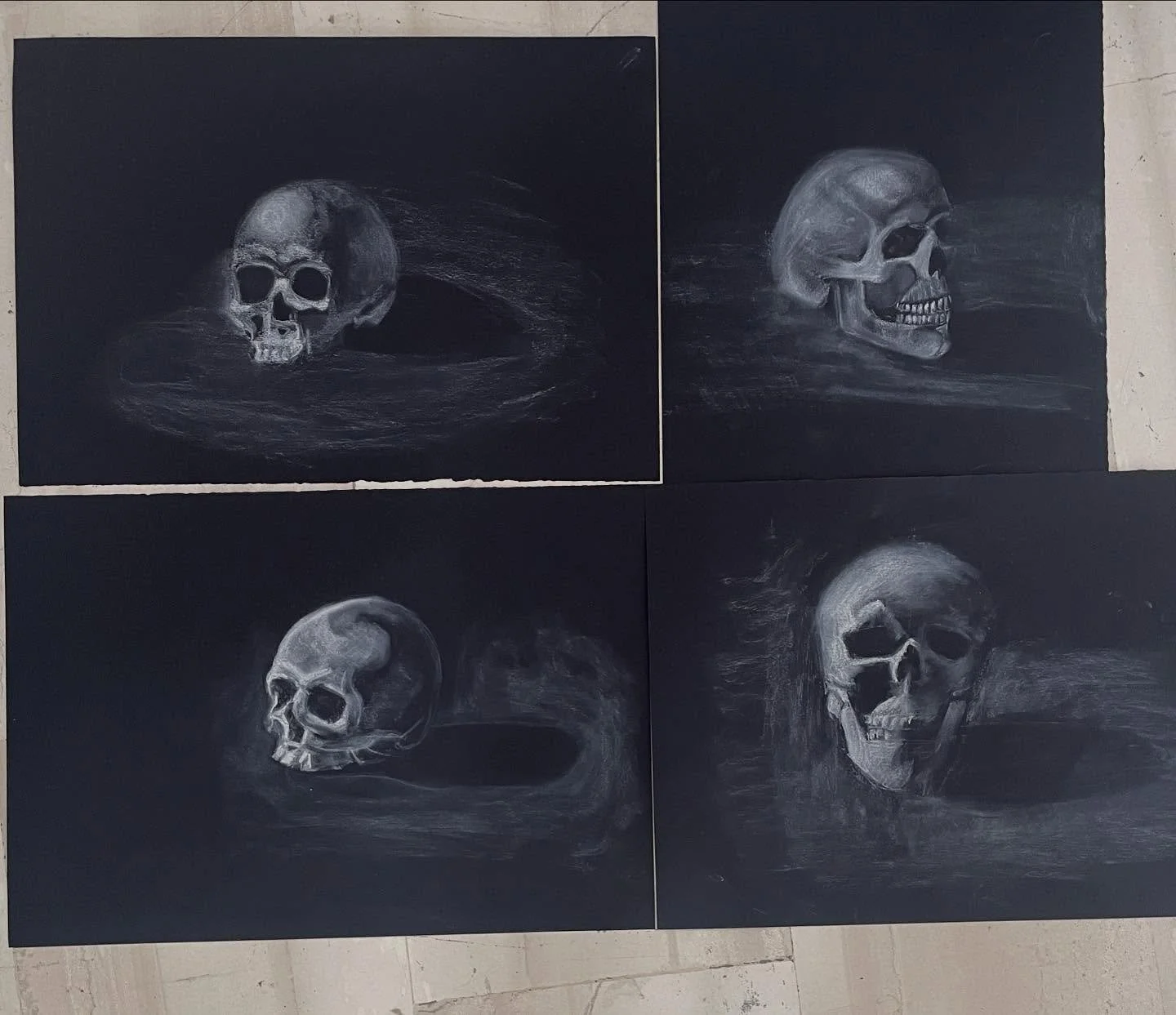 A study of the skull in light and shadow, preparing to draw a portrait.  #skull #lightandshadows #blackandwhite #drawing #figuredrawing #portrait #greece #paros #artschool #travelandlearn #studentwork #skill
