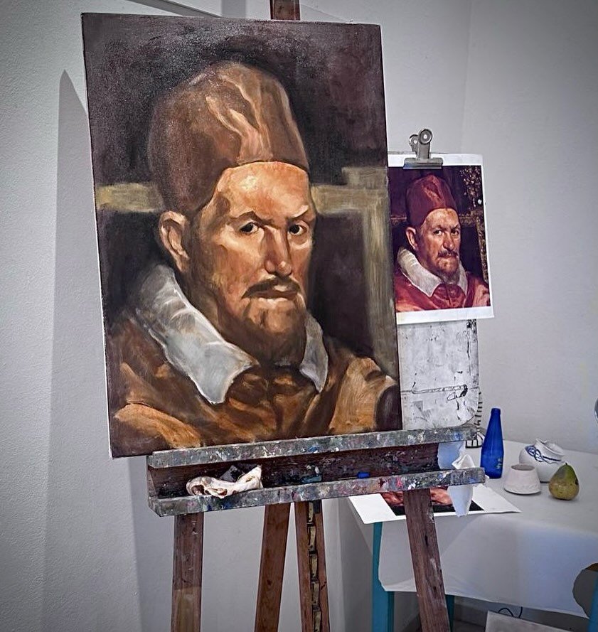 Copying from the masters used to be a normal practice in art schools.  We do it because there is no better way to absorb subtle brush handling, nuanced shading and artistic sensitivity than learning from a master.  #mastercopy #oilpainting #artschool