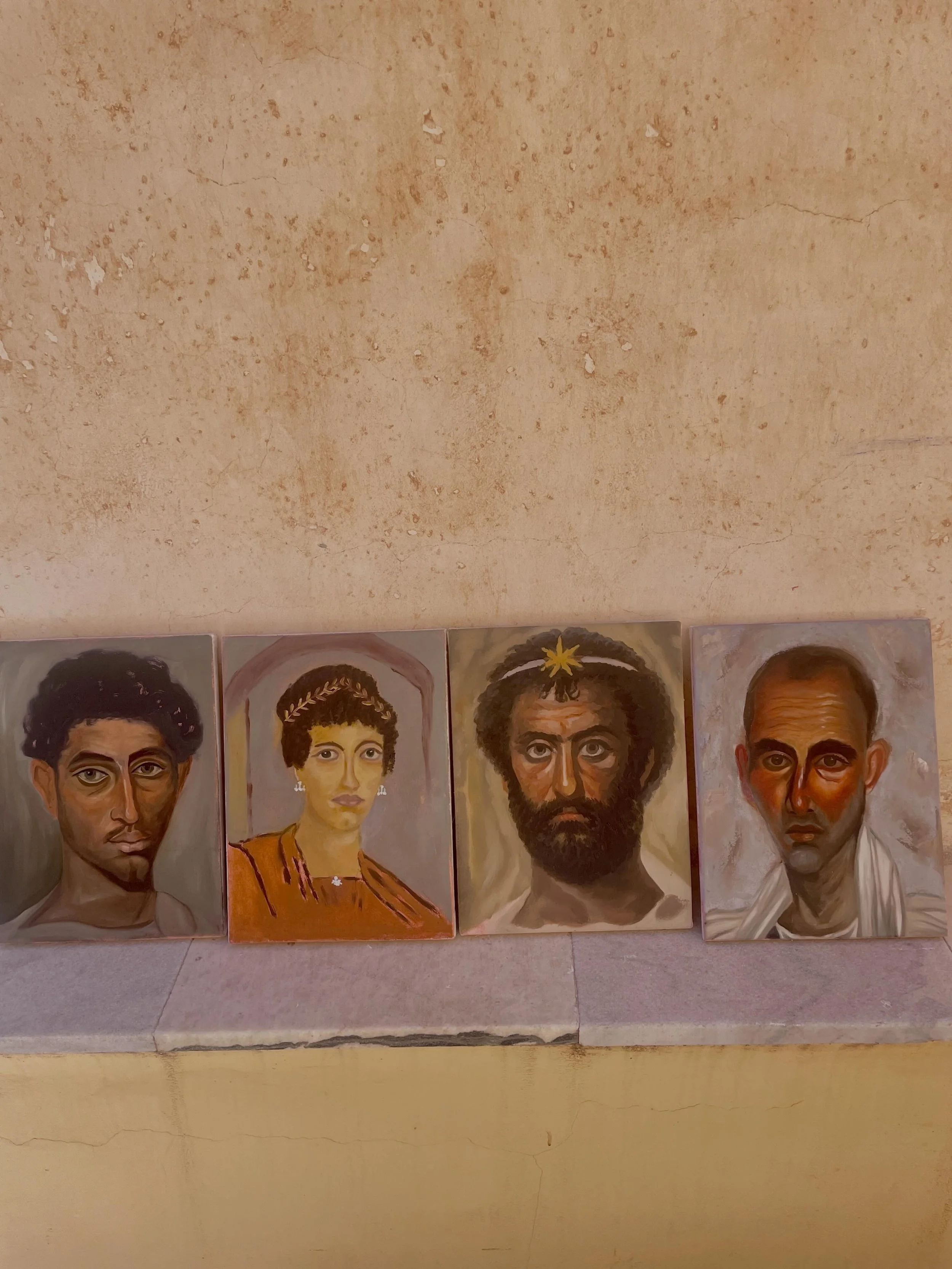Fayum portraits progress after two days work.  #paros #fayumportraits #oilpainting #workshops #artschool