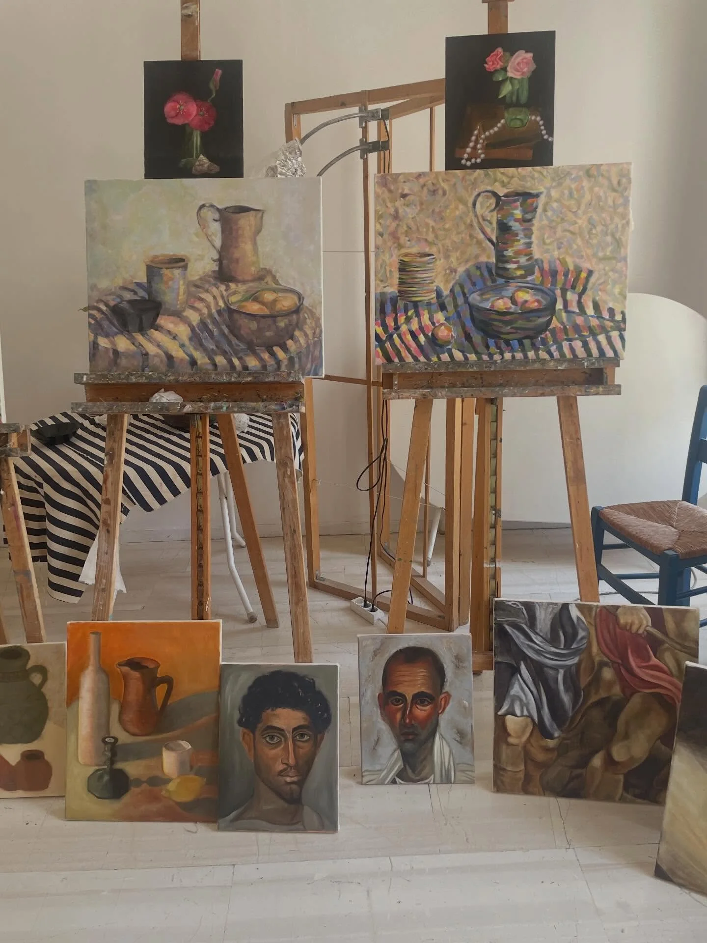 Just a few of the paintings produced at the oil painting workshop which ended on Saturday.  We had very talented  and happy painters who enjoyed the island, weather and food, and learning to paint! #oilpainting #workshop #paros #travelandlearn #greec