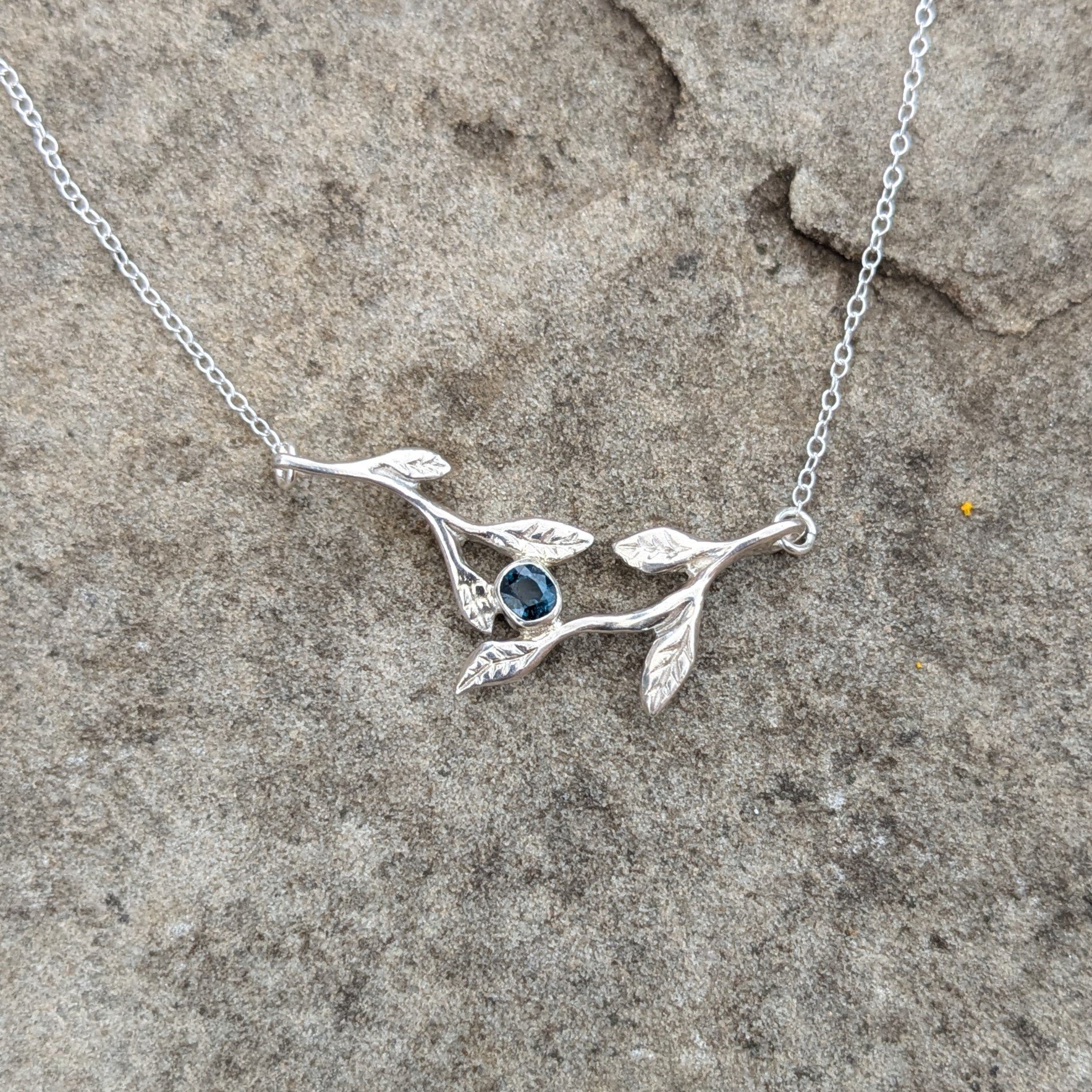 Silver branch tourmaline necklace