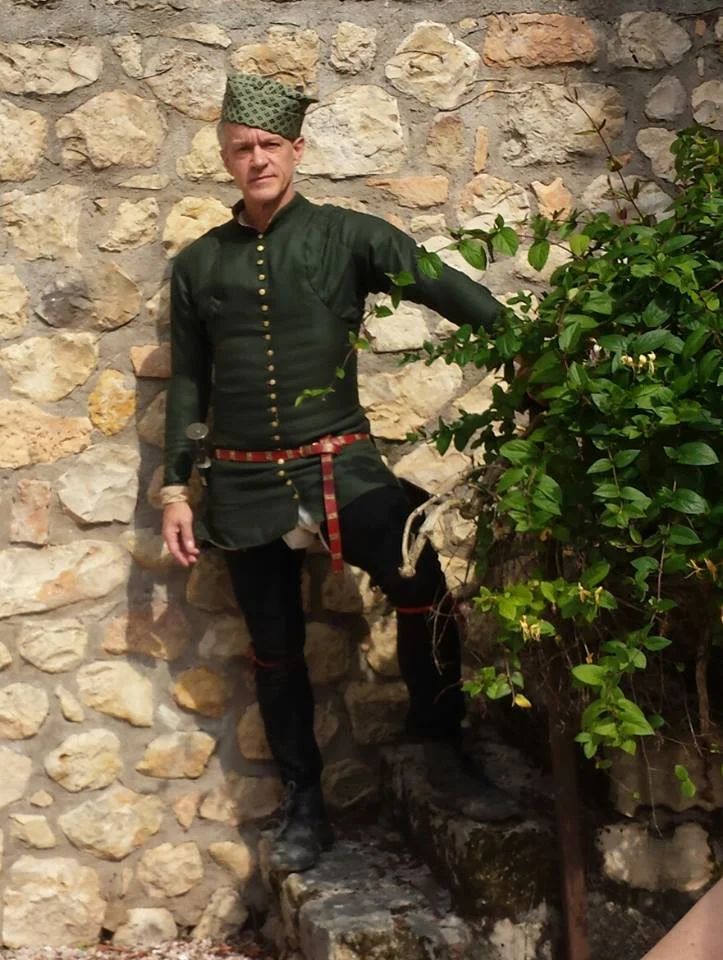 14th Century reproduction wool Jupon, based on pattern by Tasha Kelly.