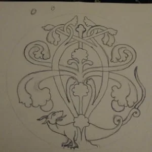 The sketch for the finished embroidery.