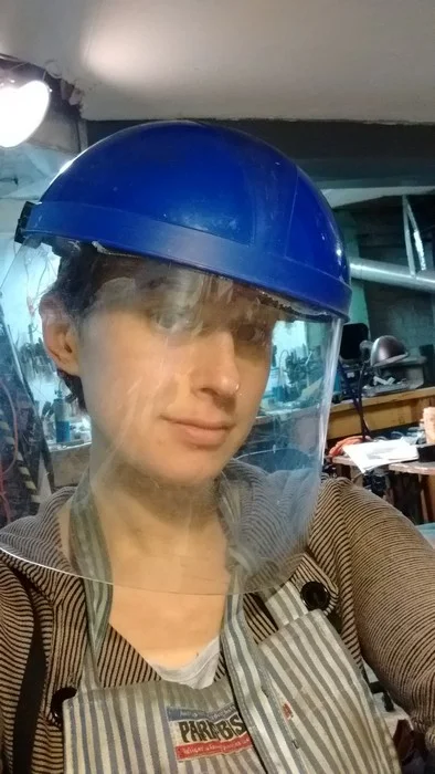 The adorable facemask I wear to keep dust and flying things out of my face. 