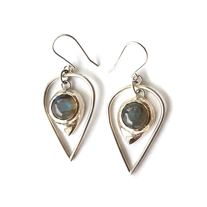 Peacock Feather Labradorite earrings/ pendant set