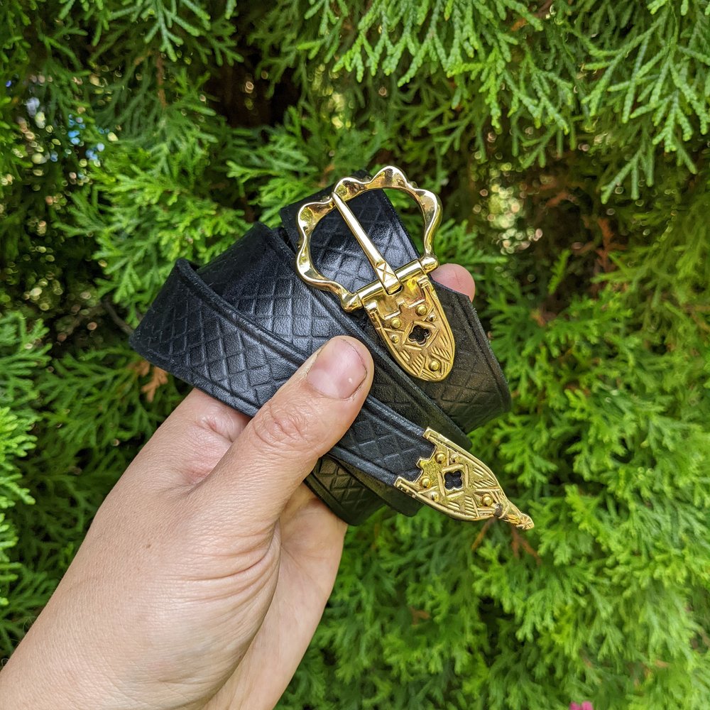 1.25 inch Medieval handmade leather embossed belt — Handmade Revolution