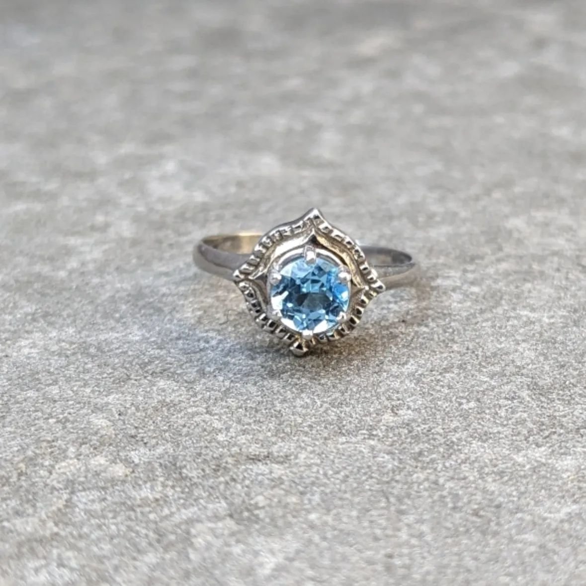 Add a bit of bling to your life with a fancy a f engagement ring or just something to brighten your every day. Shown in rhodium plated sterling silver with a blue topaz and available in many other metal and gemstone combos! 
#vasilisa #fairytaleweddi