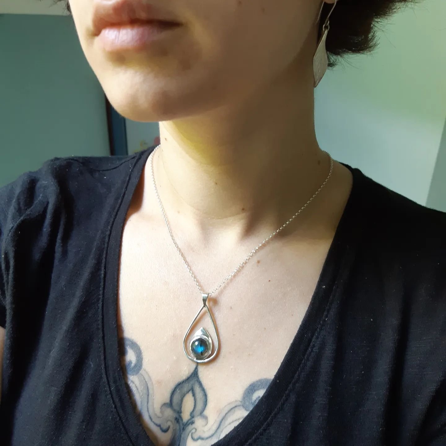 My sale is running until tomorrow. Use the code LOVEMM2024  to get 15 percent off at checkout. This is my labradorite peacock feather pendant available now!