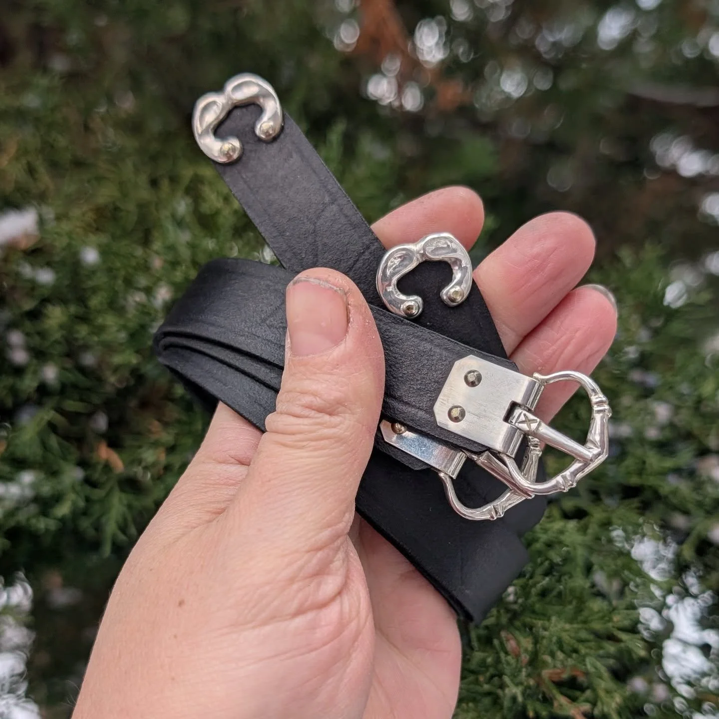 Medieval garters with silver plated brass fittings on their way to a new home. 
#medievalreenactment #medievalreenactor #garters  #leatherwork