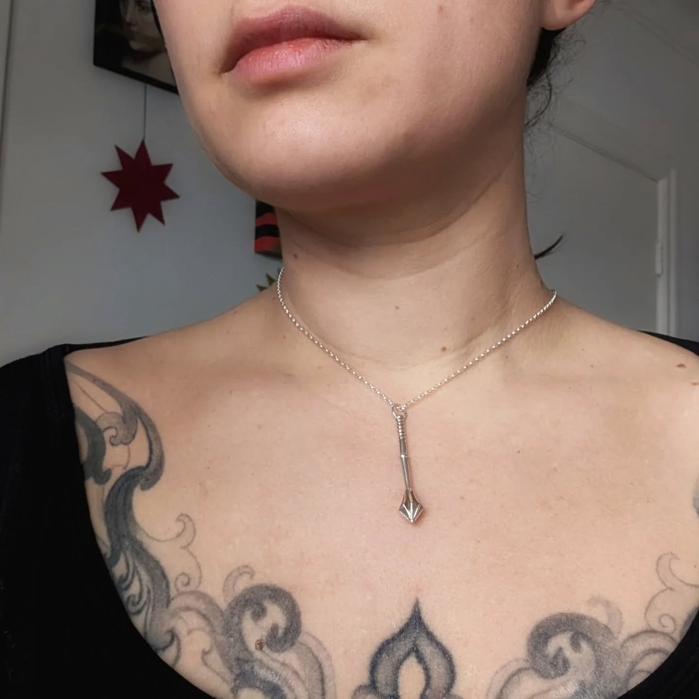 So glad I had the chance to get the medieval mace pendant and earrings I'd been thinking about finished. I haven't had a chance to model them as earrings but I think they will be just perfect! Shown here in sterling silver. Comment if you want the li