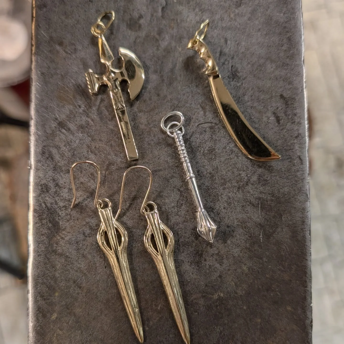 Getting my tiny arsenal ready for @torontodarkartsmarket this weekend on Saturday!  Come join us between 11 and 5 at ground Control on Queen West. #torontomarket #valentinesmarket #handmadegifts #medievalweapons