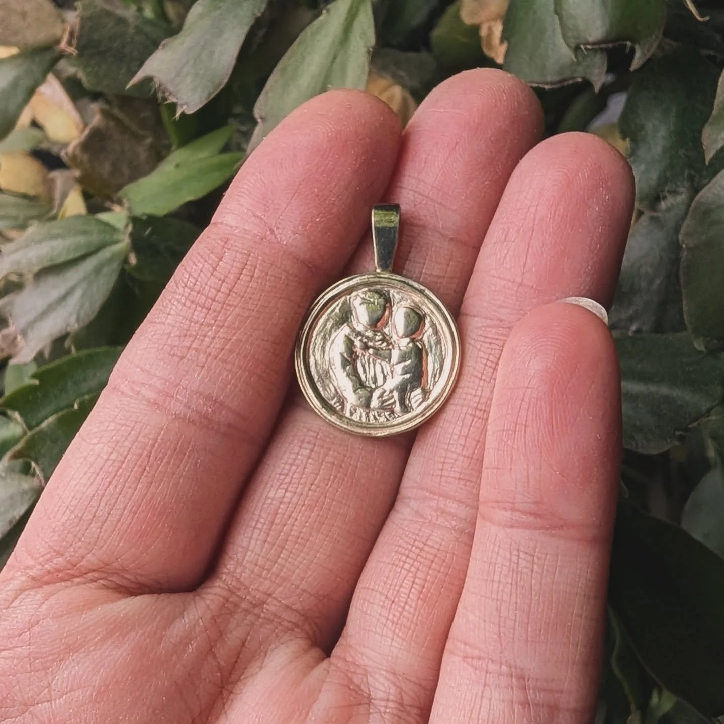 Brand new saint Anthony token. 
This one  is made in the style of the original 9th century Bulgarian saint Michael token I made previously. 
Shown in 10 karat gold, available in bronze and silver as well. Saint Anthony is the patron saint of lost thi