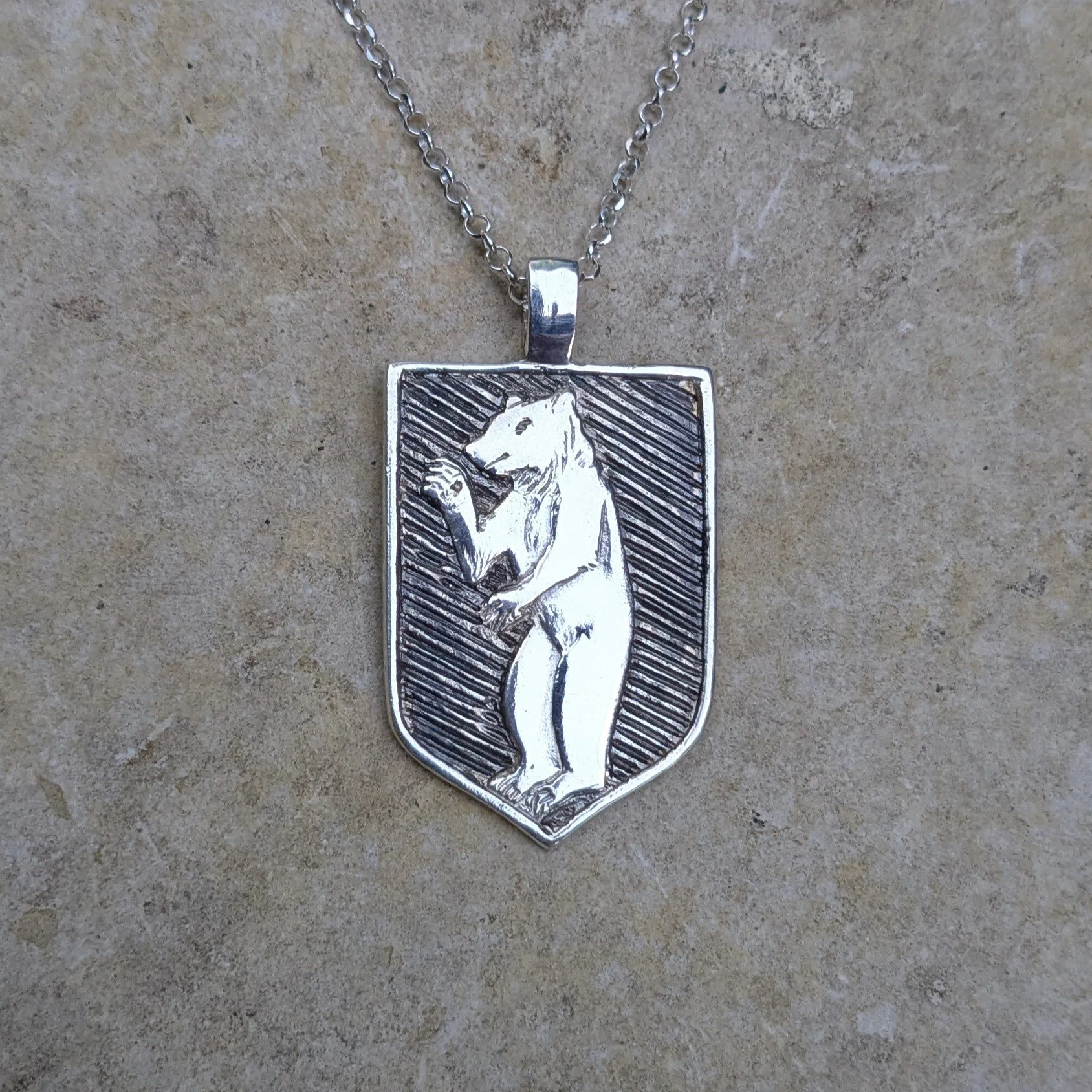 Heraldic bear pendant/ brooch